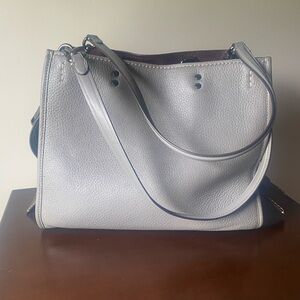 Coach Grey Leather & Wine Suede Rogue Bag